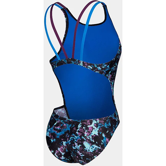 Купальник закрытый для женщин Arena ROCKIN SWIMSUIT SWIM TECH MULT черный, синий, фиолетовый