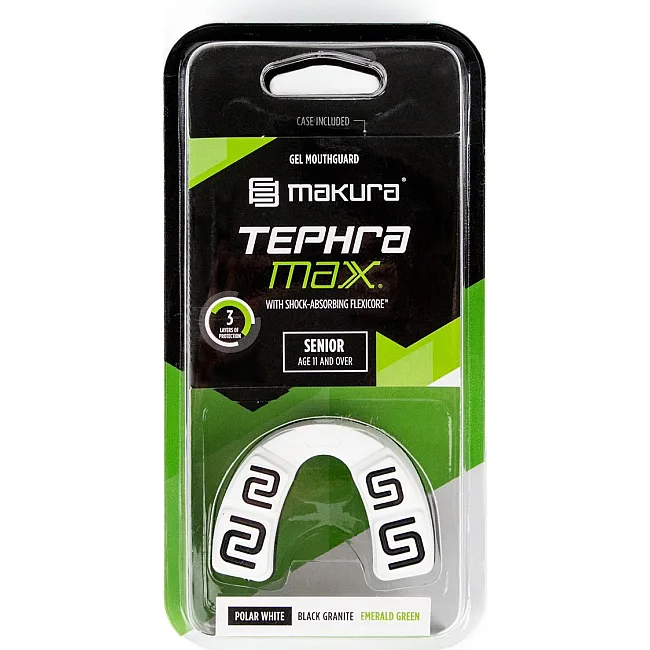 Капа для бокса MAKURA Tephra взрослая (возраст 11+) White/Black/Green (art.6017514130)