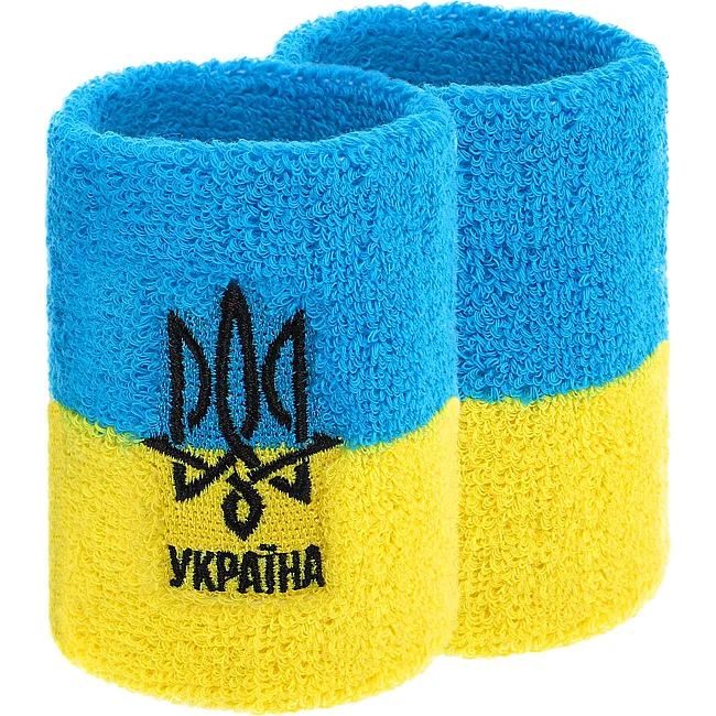Спортивный напульсник впитывающий влагу УКРАЇНА BC-9273 1шт (Желтый-голубой)