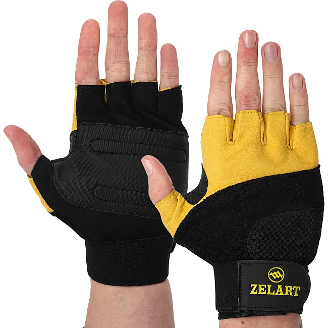 Рукавички для фітнесу та важкої атлетики шкіряні ZELART
 Gel Tech BC-3611
