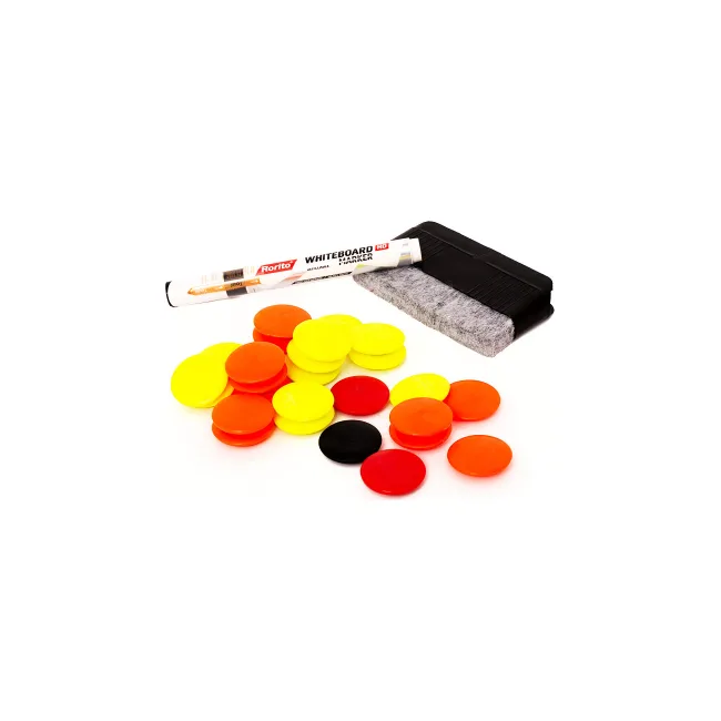 Набор для тактических досок META Set of Magnet, Marker, Duster желтый, оранжевый, черный, красный