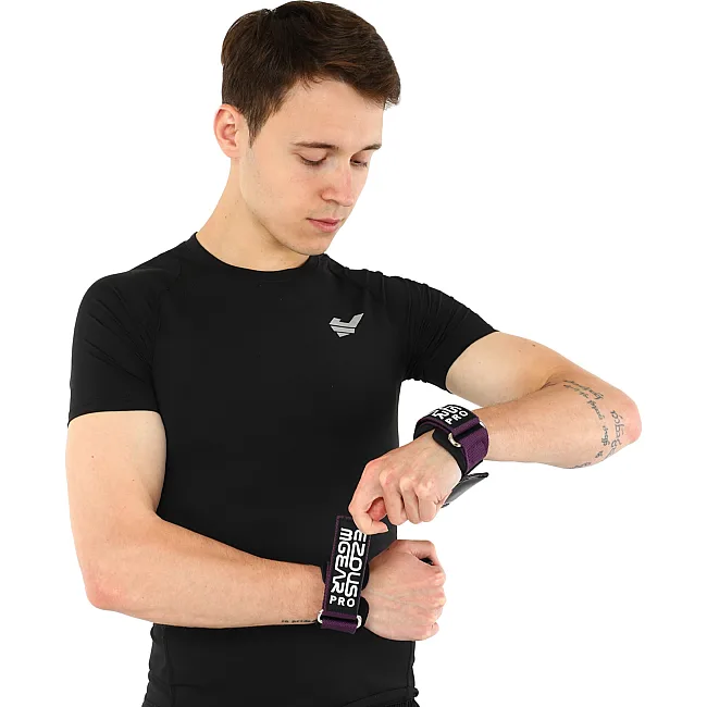 Накладки для подтягивания и тяги GRIPPS PRO EZOUS D-06 2шт (Черный-фиолетовый)
