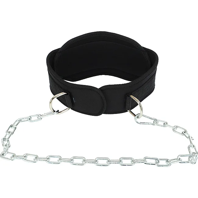 Пояс атлетический для отягощения текстильный с цепью и карабином EZOUS DIP BELT N-02 спинка-16см