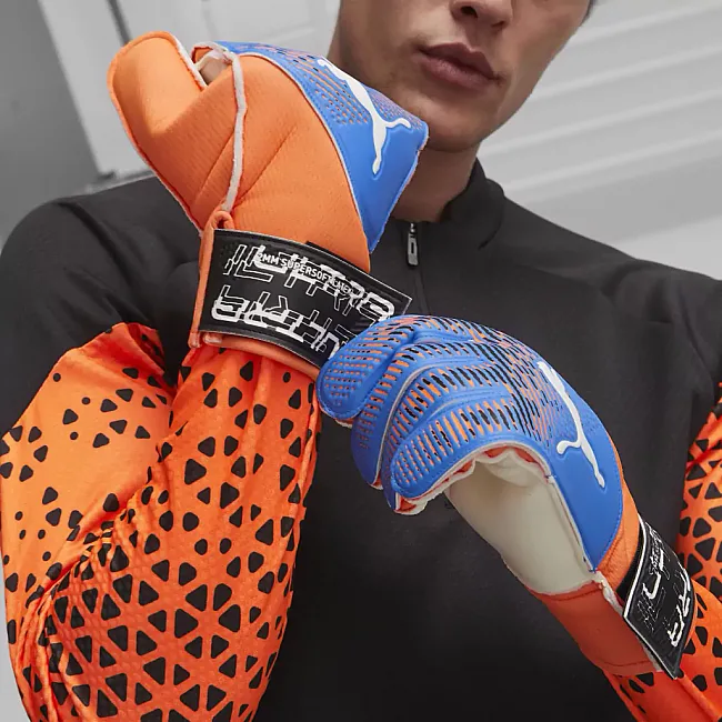 Вратарские перчатки PUMA ULTRA Grip 4 RC синий, оранжевый 10