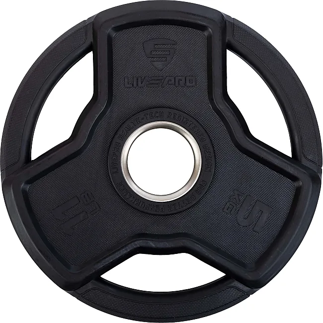 Блин для штанги обрезиненный
 LiveUp LP8330-5 ø50мм 5кг