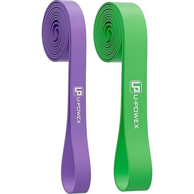 Резиновые петли для тренировок U-POWEX UP_1072 набор 2шт. Purple/Green (16-57kg)