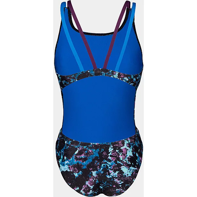 Купальник закрытый для женщин Arena ROCKIN SWIMSUIT SWIM TECH MULT черный, синий, фиолетовый