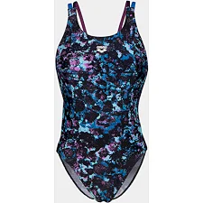 Купальник закрытый для женщин Arena ROCKIN SWIMSUIT SWIM TECH MULT черный, синий, фиолетовый