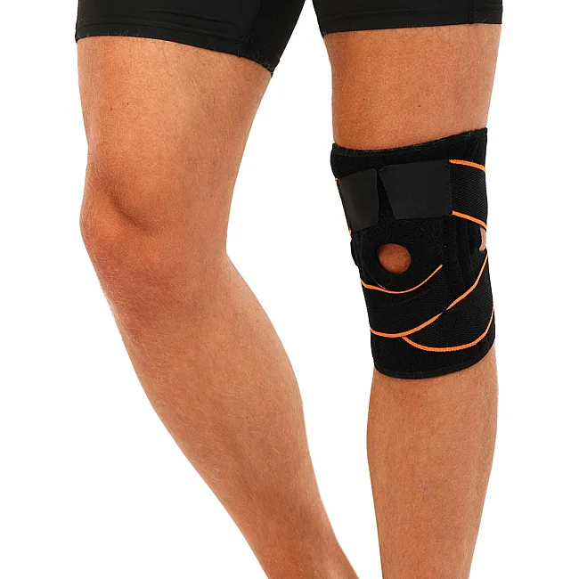 Наколінник регульований з відкритою колінною чашкою ребрами жорсткості та фіксуючим ременем MUTE 9014 1шт