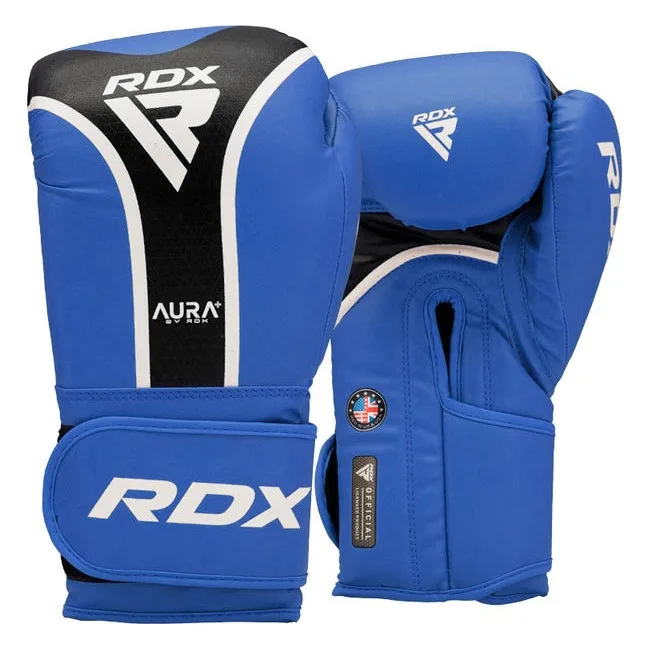 Боксерские перчатки RDX AURA PLUS T-17 Blue/Black (капа в комплекте)