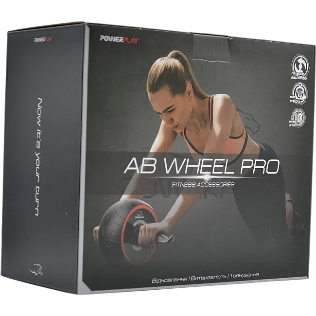 Ролик для пресса POWERPLAY 4326 с обратным механизмом AB Wheel Pro Черно-красное