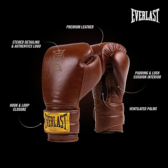 Боксерские перчатки Everlast 1910 CLASSIC TRAINING GLOVE коричневый 12 унций