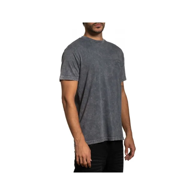 Футболка AFFLICTION Custom Garage SS Tee Charcoal Lava Wash