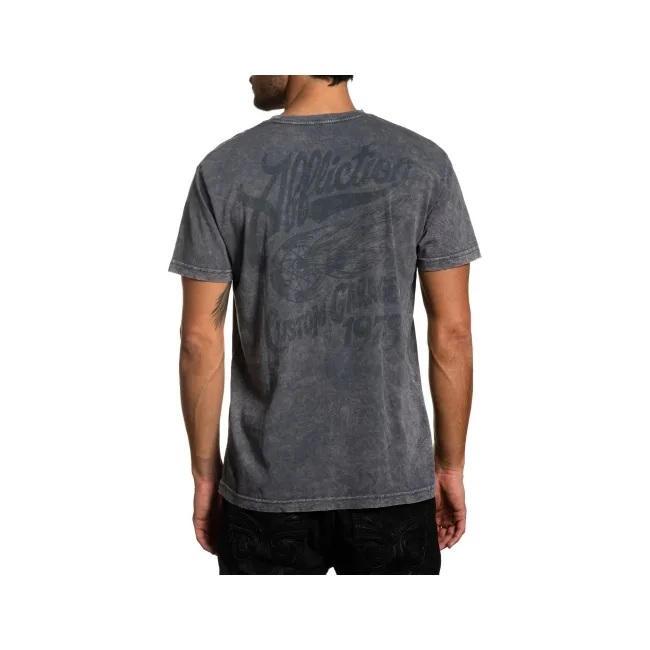 Футболка AFFLICTION Custom Garage SS Tee Charcoal Lava Wash