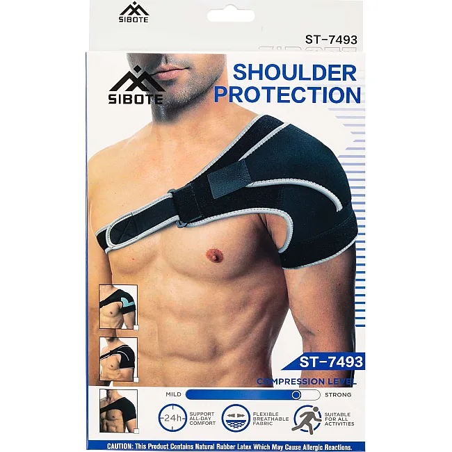 Бандаж для плеча компрессионный фиксатор плечевого сустава Shoulder Support SIBOTE ST-7493-L левый 1шт (Черный)