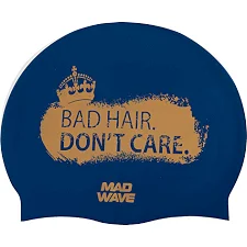 Шапочка для бассейна силиконовая для взрослых MADWAVE Don't care M055465 (Темно-синий)
