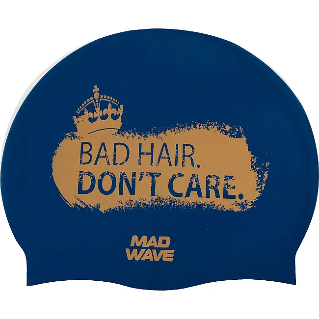 Шапочка для бассейна силиконовая для взрослых MADWAVE Don't care M055465 (Темно-синий)