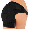 Бандаж для плеча компрессионный фиксатор плечевого сустава Shoulder Support SIBOTE ST-7493-L левый 1шт (Черный)