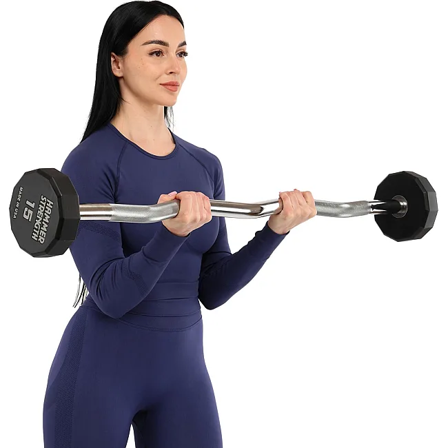 Штанга неразборная с фиксированным весом изогнутая PEV HAMMER STRENGHT TA-9978-15 (Черный)