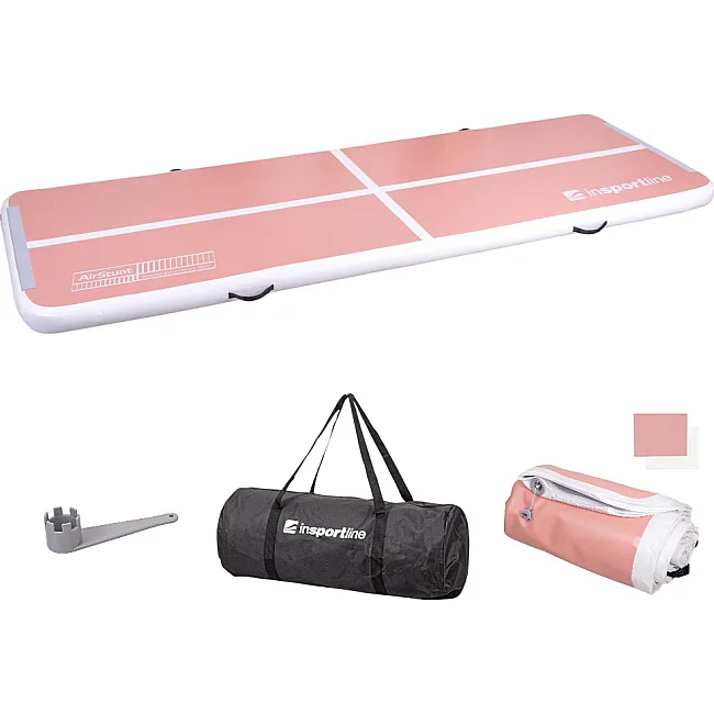 Надувной коврик Airtrack inSPORTline Airstunt 300x100x10 см, розовый