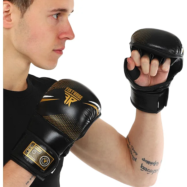 Рукавички Краби спарингові для MMA FISTRAGE VL-4158 (Чорний-золотий)
