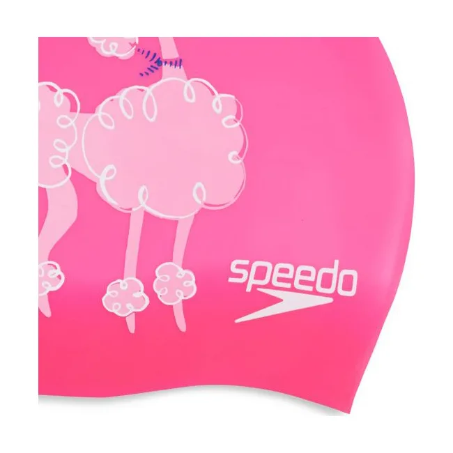 Дитяча шапка для плавання Speedo SLOGAN PRT CAP JU/JF/JM рожевий, білий OSFM