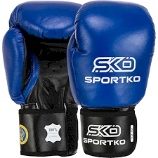 Рукавички для боксу професійні шкіряні ФБУ SPORTKO ПК1 SP-4705 10-12унцій (Синій)