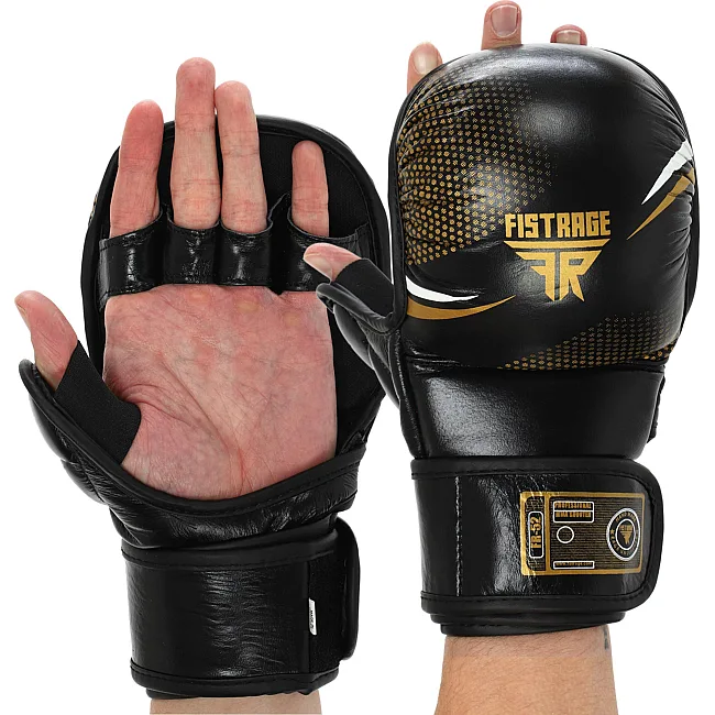 Рукавички Краби спарингові для MMA FISTRAGE VL-4158 (Чорний-золотий)