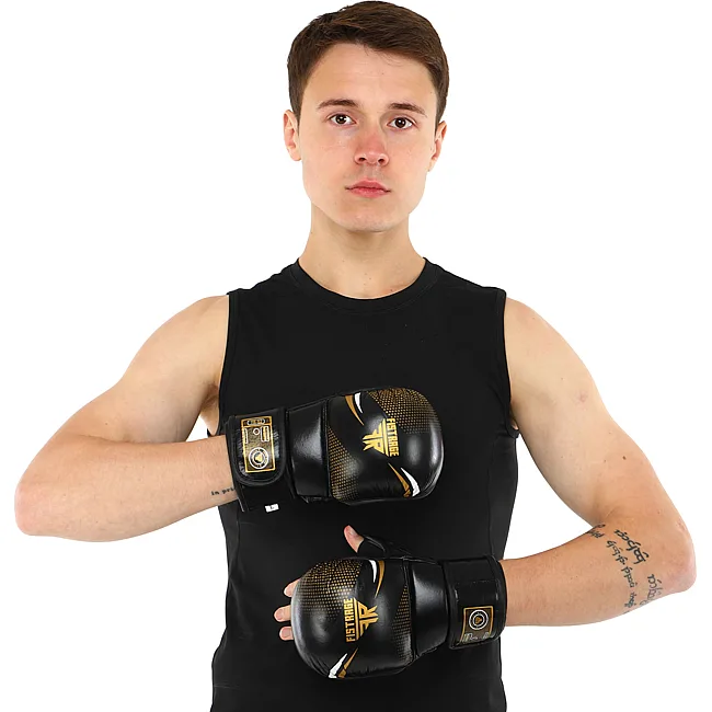 Рукавички Краби спарингові для MMA FISTRAGE VL-4158 (Чорний-золотий)