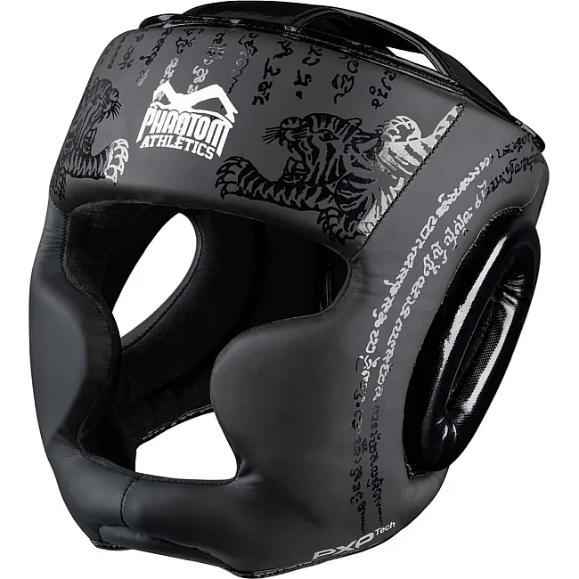 Боксерский шлем Phantom Muay Thai Full Face Black (капа в подарок)