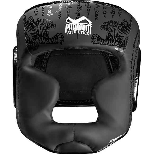 Боксерский шлем Phantom Muay Thai Full Face Black (капа в подарок)