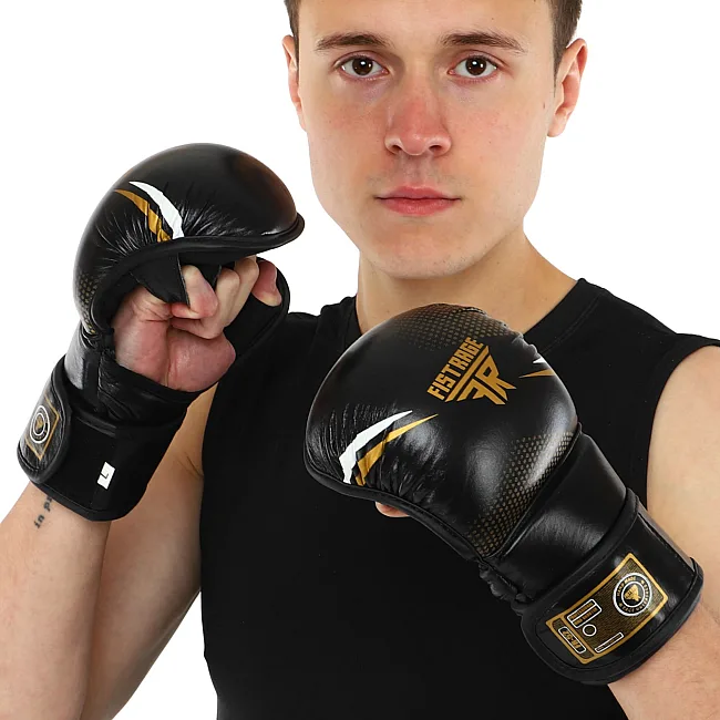 Рукавички Краби спарингові для MMA FISTRAGE VL-4158 (Чорний-золотий)