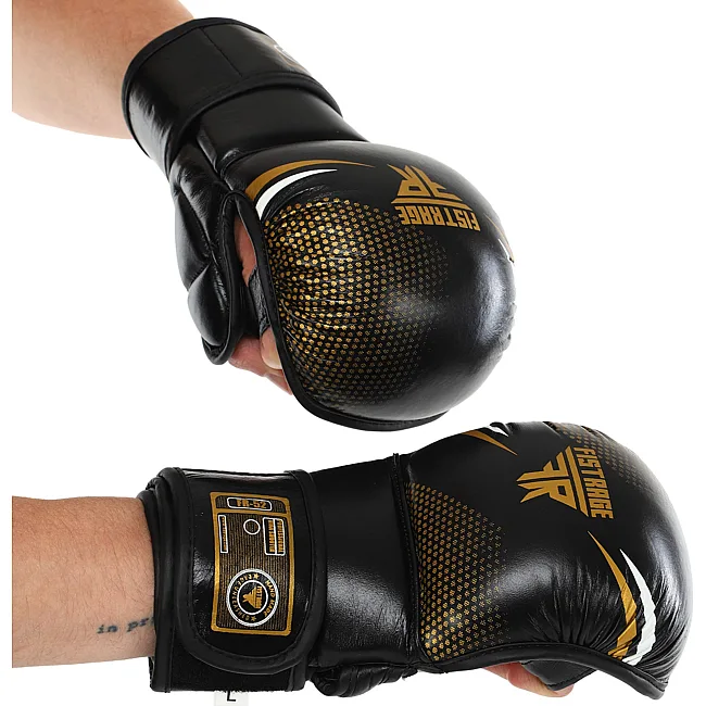 Рукавички Краби спарингові для MMA FISTRAGE VL-4158 (Чорний-золотий)