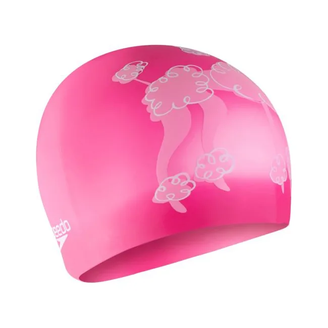 Дитяча шапка для плавання Speedo SLOGAN PRT CAP JU/JF/JM рожевий, білий OSFM