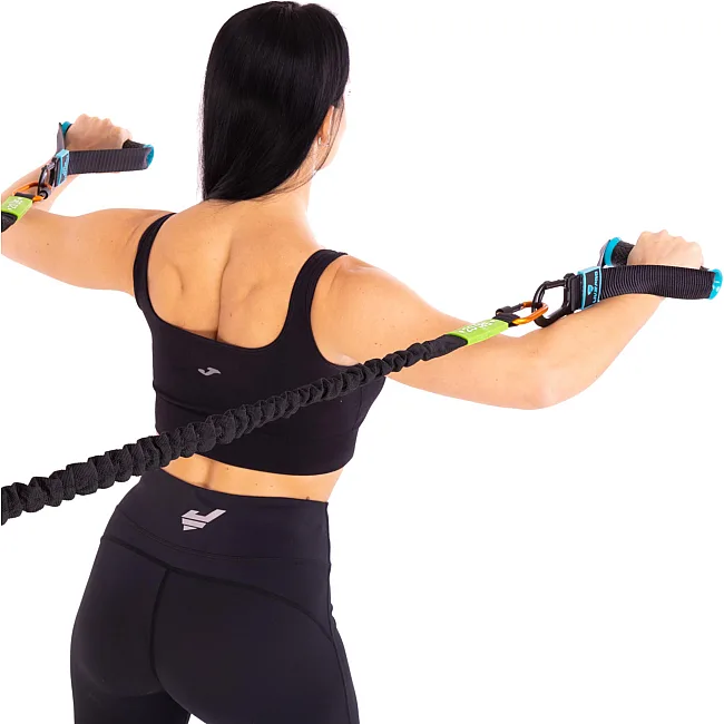 Трубчатый эспандер
 с карабином в защитном рукаве RESISTANCE TUBE LiveUp LP8401-M нагрузка средняя