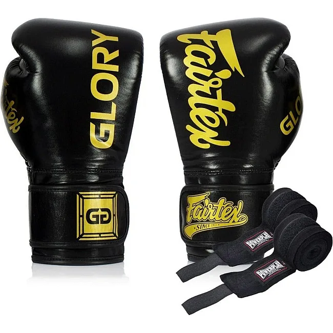 Боксерские перчатки Fairtex BGVG1 Black (бинты в комплекте)