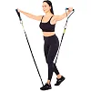Трубчатый эспандер
 с карабином в защитном рукаве RESISTANCE TUBE LiveUp LP8401-M нагрузка средняя
