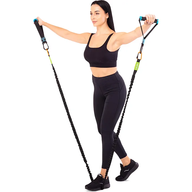 Трубчатый эспандер
 с карабином в защитном рукаве RESISTANCE TUBE LiveUp LP8401-M нагрузка средняя