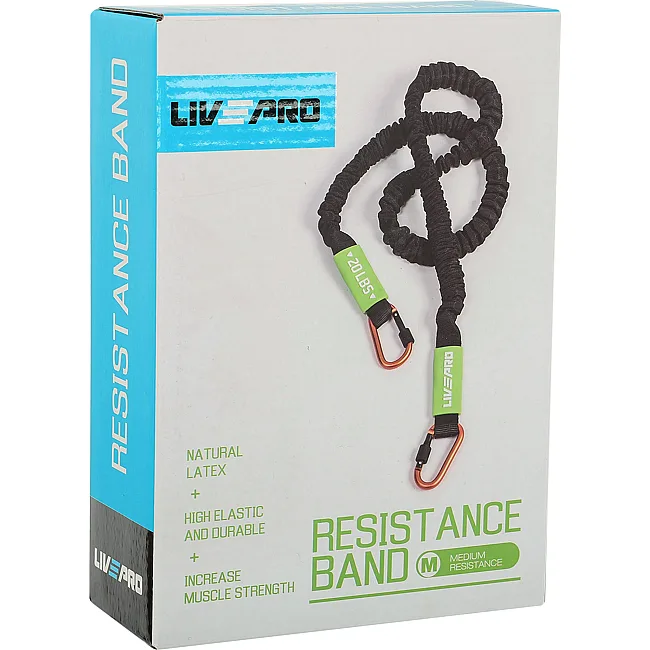 Трубчатый эспандер
 с карабином в защитном рукаве RESISTANCE TUBE LiveUp LP8401-M нагрузка средняя