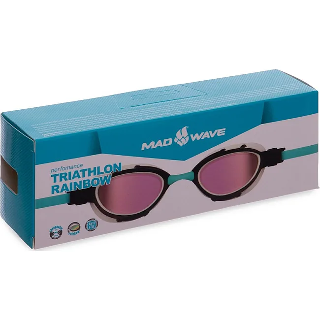 Очки для плавания взрослые радужные линзы MADWAVE
 TRIATHLON Rainbow M042706 (Голубой-черный)