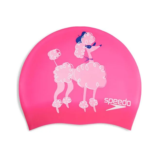 Дитяча шапка для плавання Speedo SLOGAN PRT CAP JU/JF/JM рожевий, білий OSFM