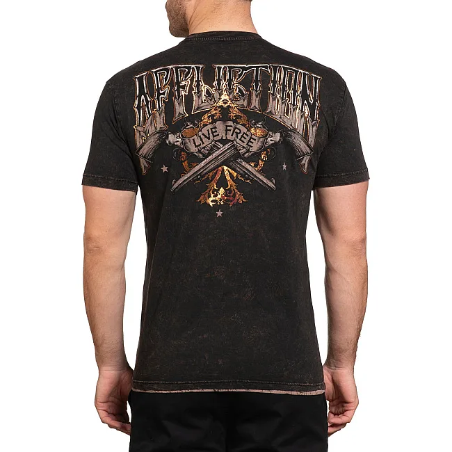 Двусторонняя футболка AFFLICTION Duster Black Brown Lava Wash