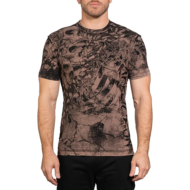 Двусторонняя футболка AFFLICTION Duster Black Brown Lava Wash
