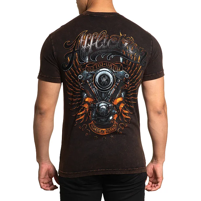 Футболка чоловіча AFFLICTION AC Chrome Lord Tee Black Brown Lava Wash