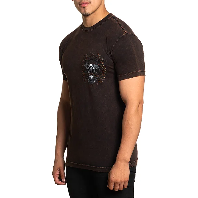 Футболка чоловіча AFFLICTION AC Chrome Lord Tee Black Brown Lava Wash