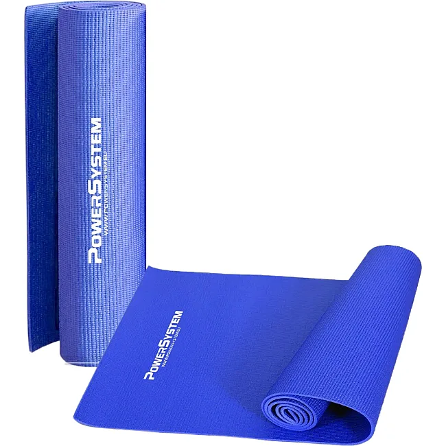 Коврик для фитнеса и йоги POWER SYSTEM PS-4014 PVC Blue (173x61x0.6)