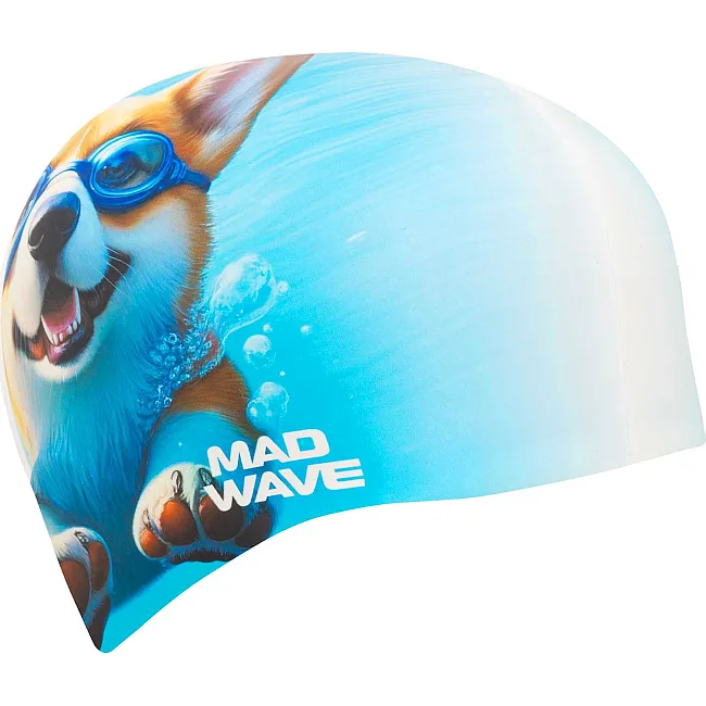Шапочка для бассейна силиконовая для взрослых MADWAVE Corgi HQ M055441 (Голубой)