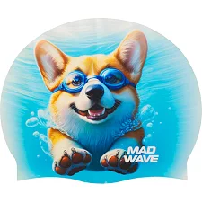 Шапочка для бассейна силиконовая для взрослых MADWAVE Corgi HQ M055441 (Голубой)