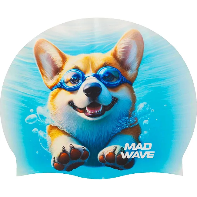 Шапочка для бассейна силиконовая для взрослых MADWAVE Corgi HQ M055441 (Голубой)