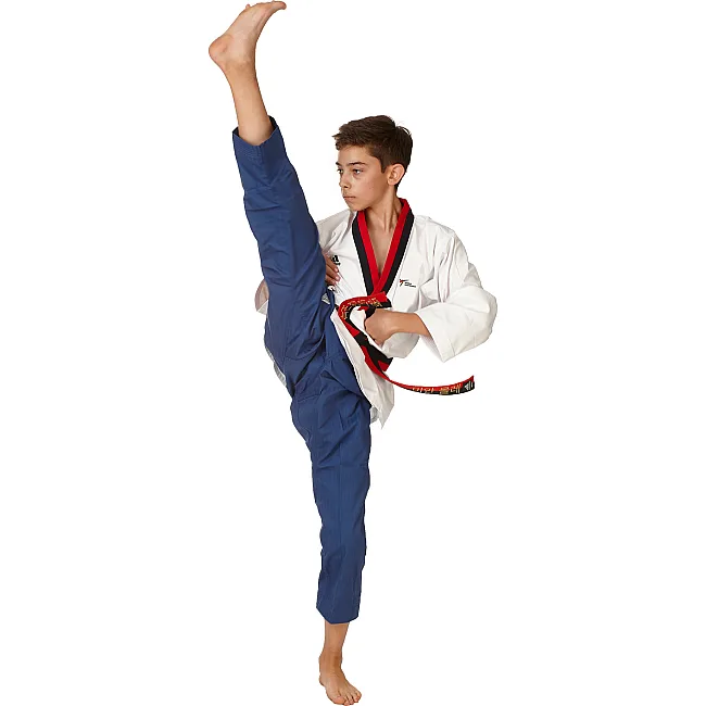 Добок для тхеквондо ADIDAS POOMSAE для мальчиков | бело-синий | adiTPYM02